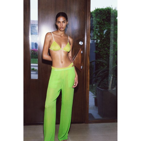 NWT SEMI-SHEER TRIANGLE BRALETTE YELLOW - Picture 2 of 2